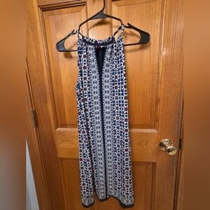 Navy and White Patterned Women's Dress